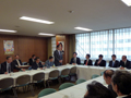 自民党党本部にて県選出国会議員との懇談会にて団長として挨拶