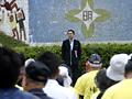 寿台連合会運動会にて顧問として祝意を述べる