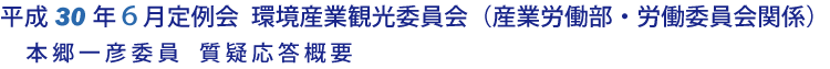 平成30年６月定例会 環境産業観光委員会 質疑応答要旨（環境部関係）