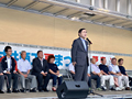 村井商工会夏祭りにて祝辞を述べる